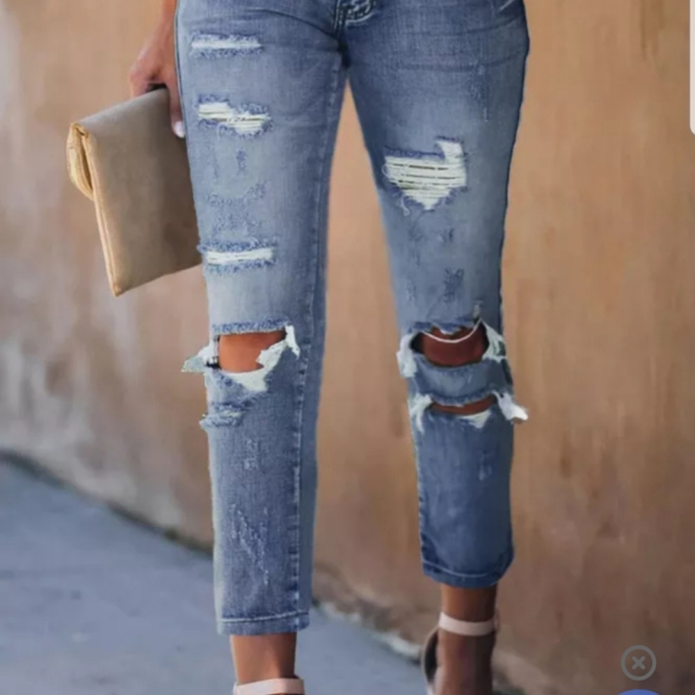 Shewin skinny ripped cropped Jean's size L